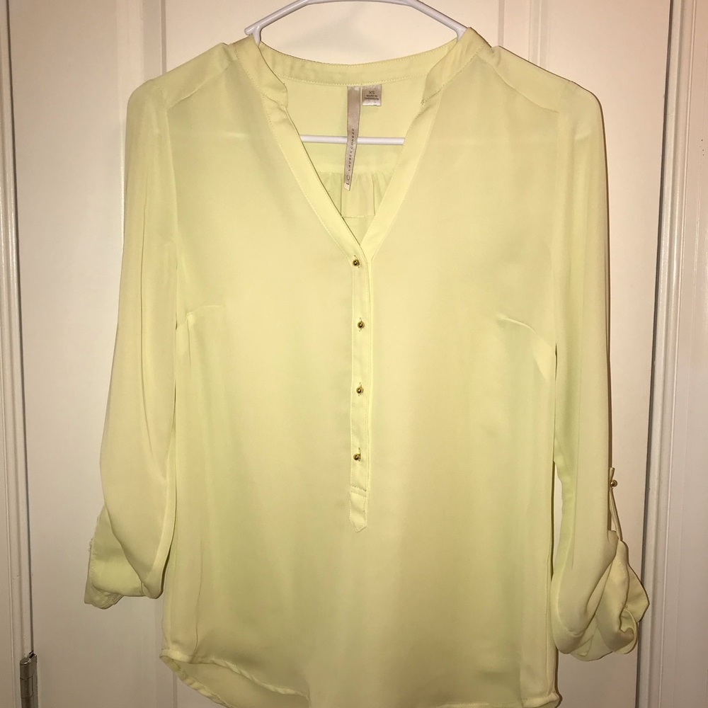 LC Lauren Conrad Blouse roll up sleeve button